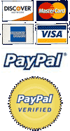 We accept Visa, Mastercard, American Express, Discover, PayPal