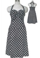 Plus Size Rockabilly Black and White Polka-Dot Halter Dress